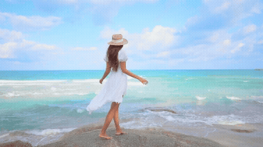Solo traveler on beach